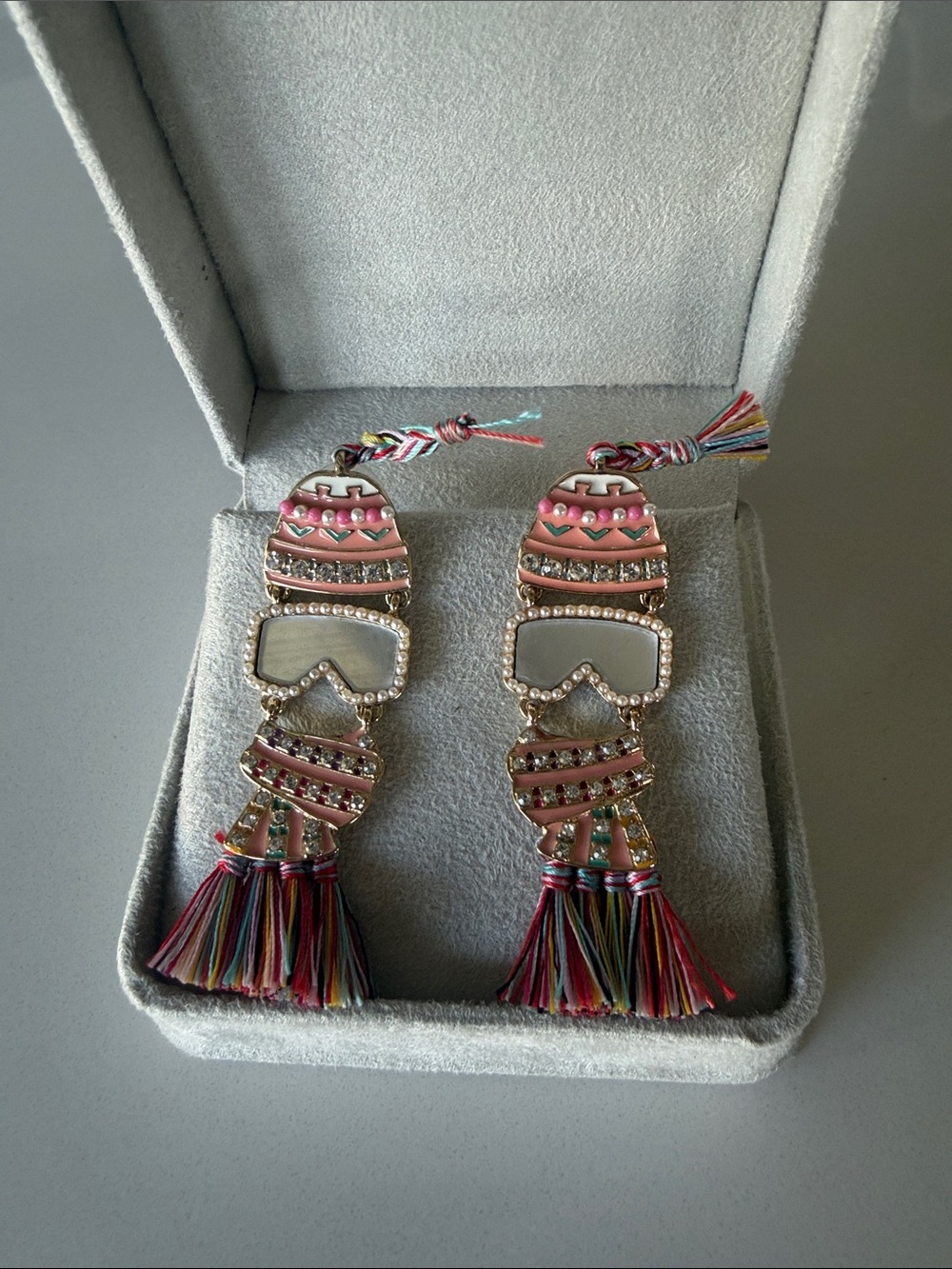 BaubleBar Multicolor Ski Pink Tassel Statement Earrings